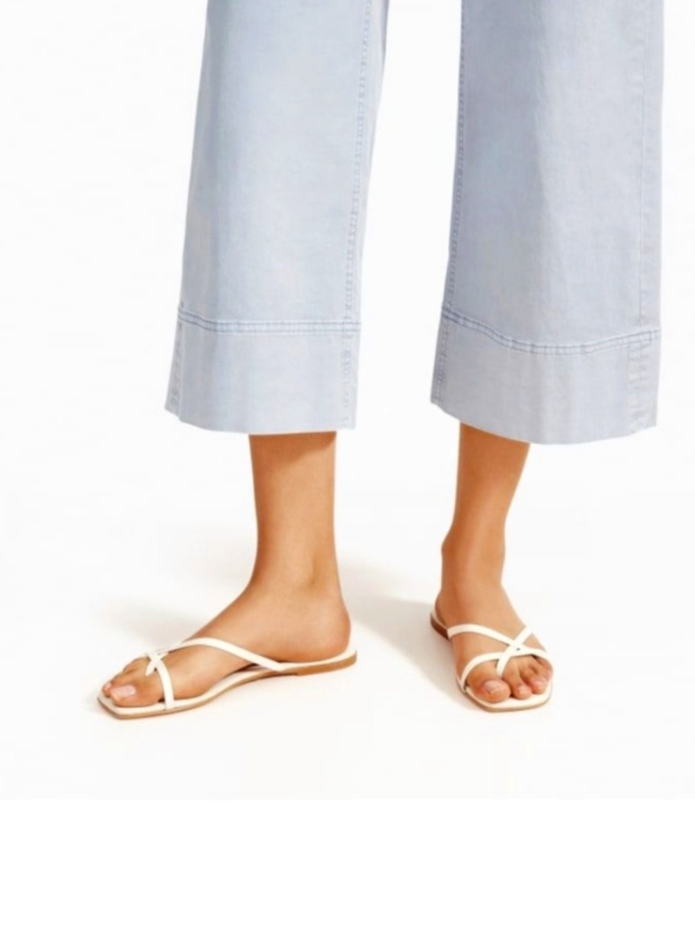 Everlane ivory Leather Strappy Square-Toe Sandals made in Italy shoes 11